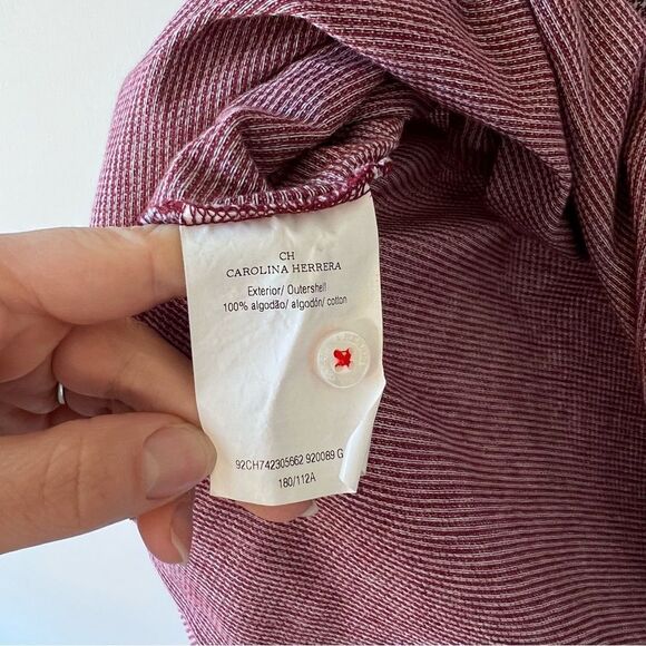 Carolina Herrera maroon houndstooth print polo shirt men’s size S - Picture 6 of 8